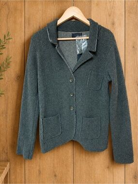 MARY Made in Italy Wool Blend Button Front‎ Cozy Barn Coat Sweater Chore Jacket